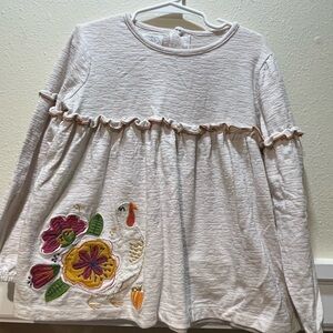 Mud Pie. Cream Long Sleeve Turkey Top. Fall Thanksgiving. Sz 5T